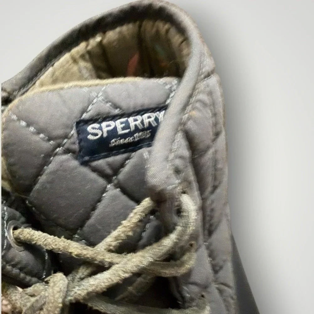 Sperry Saltwater Quilted Duck Rain Boots Women 8 Black Waterproof Preppy Coastal